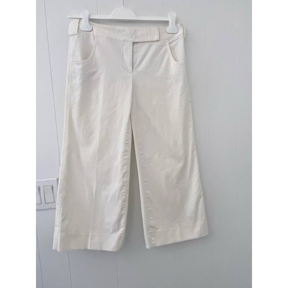 Robert Rodriguez White Wide-Leg Crop Pants Trousers Size 4